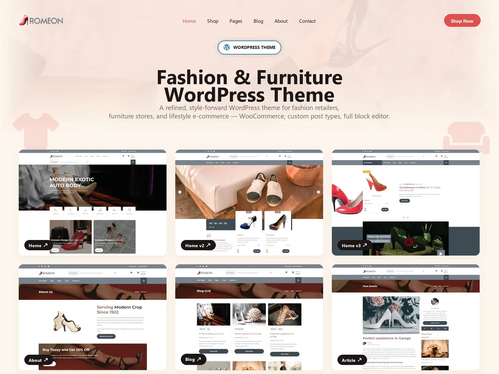 Romeon — Auto Parts WordPress Theme