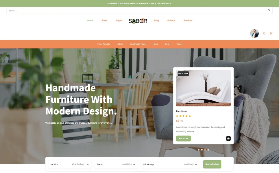 Sabor — Furniture React JS Template