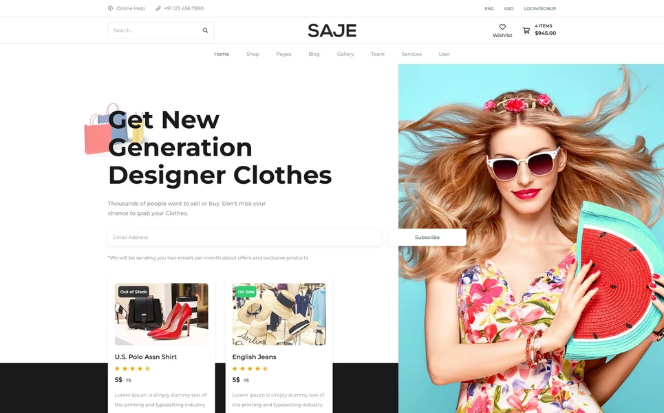 Saje — Fashion React JS Template