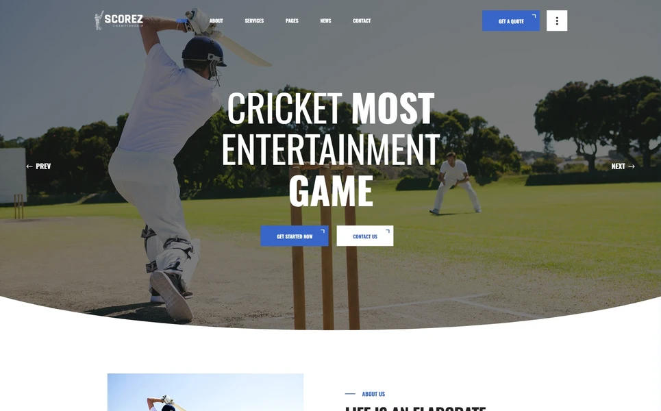 Scorez — Cricket WordPress Theme
