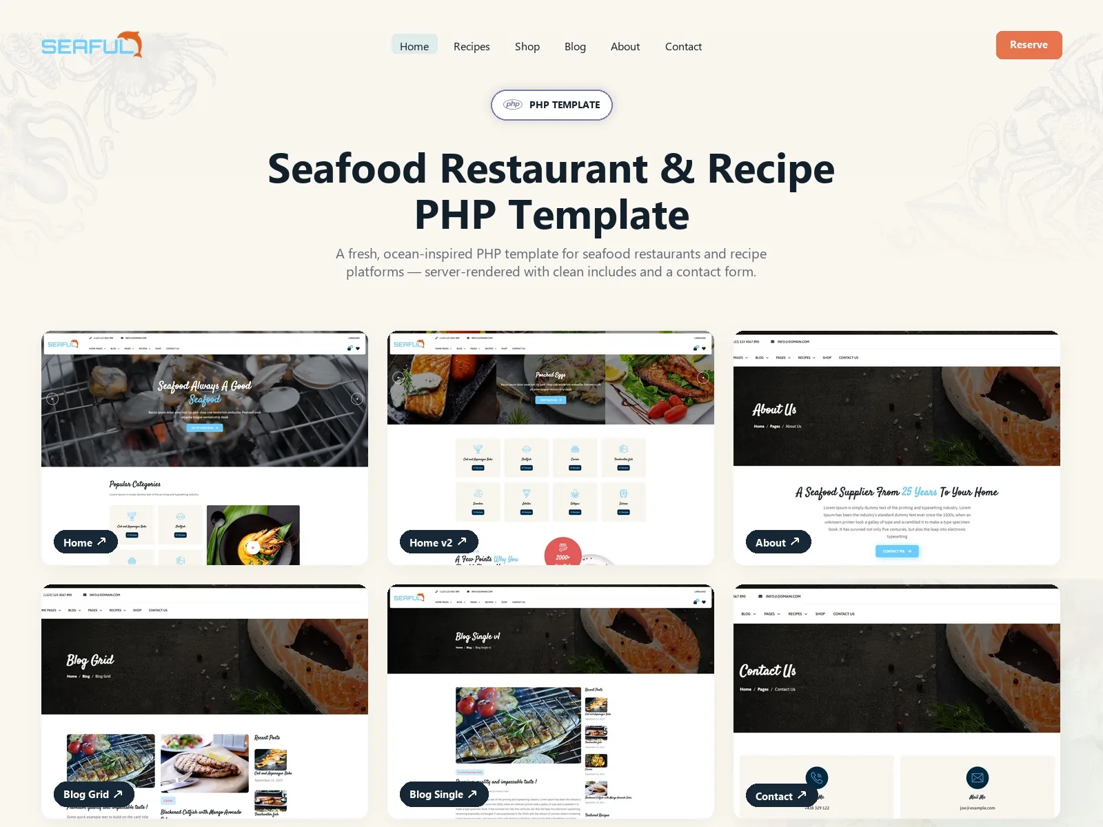 Seaful — Seafood PHP Website Template