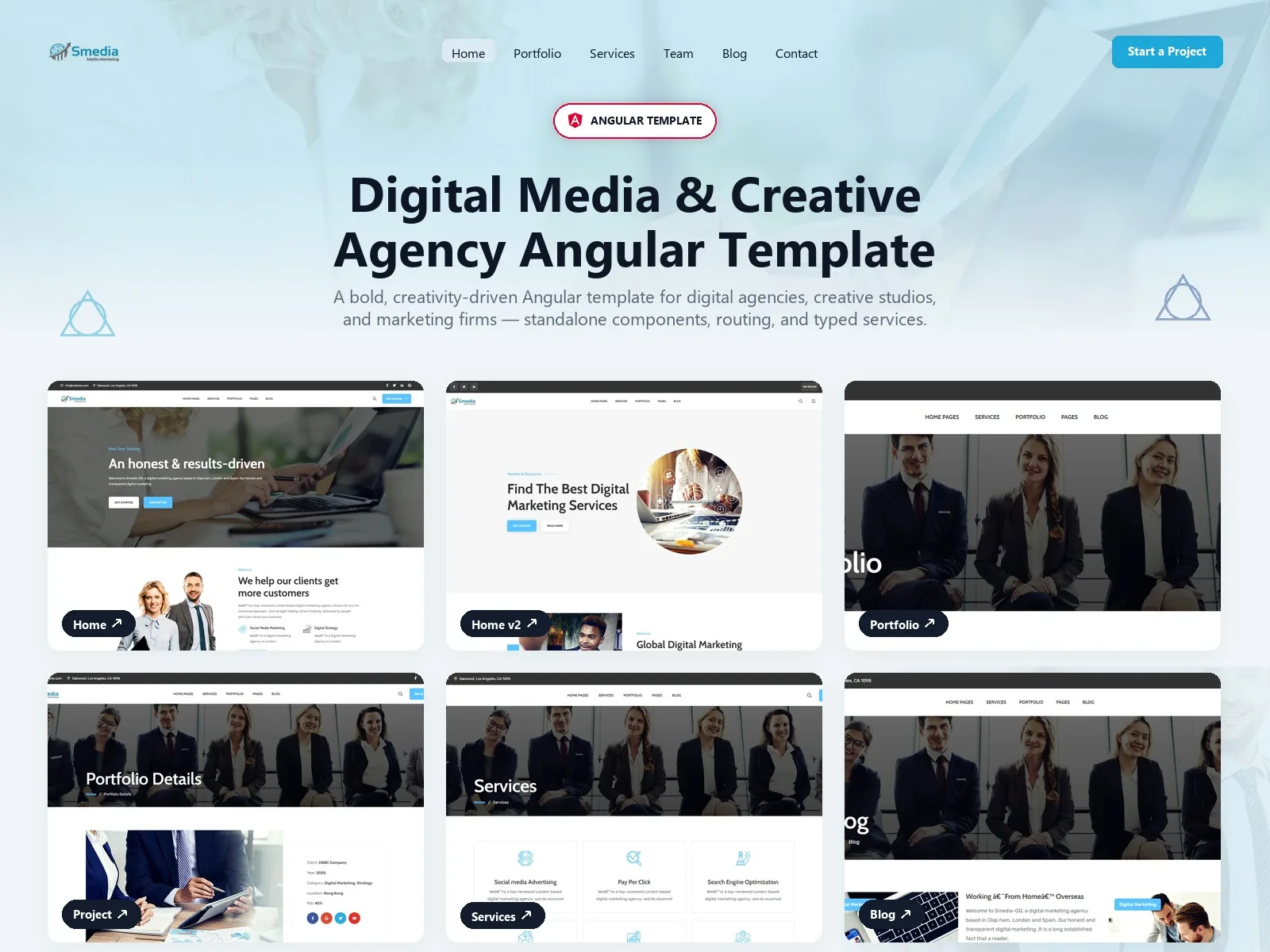 Smedia — Social Media Angular Template