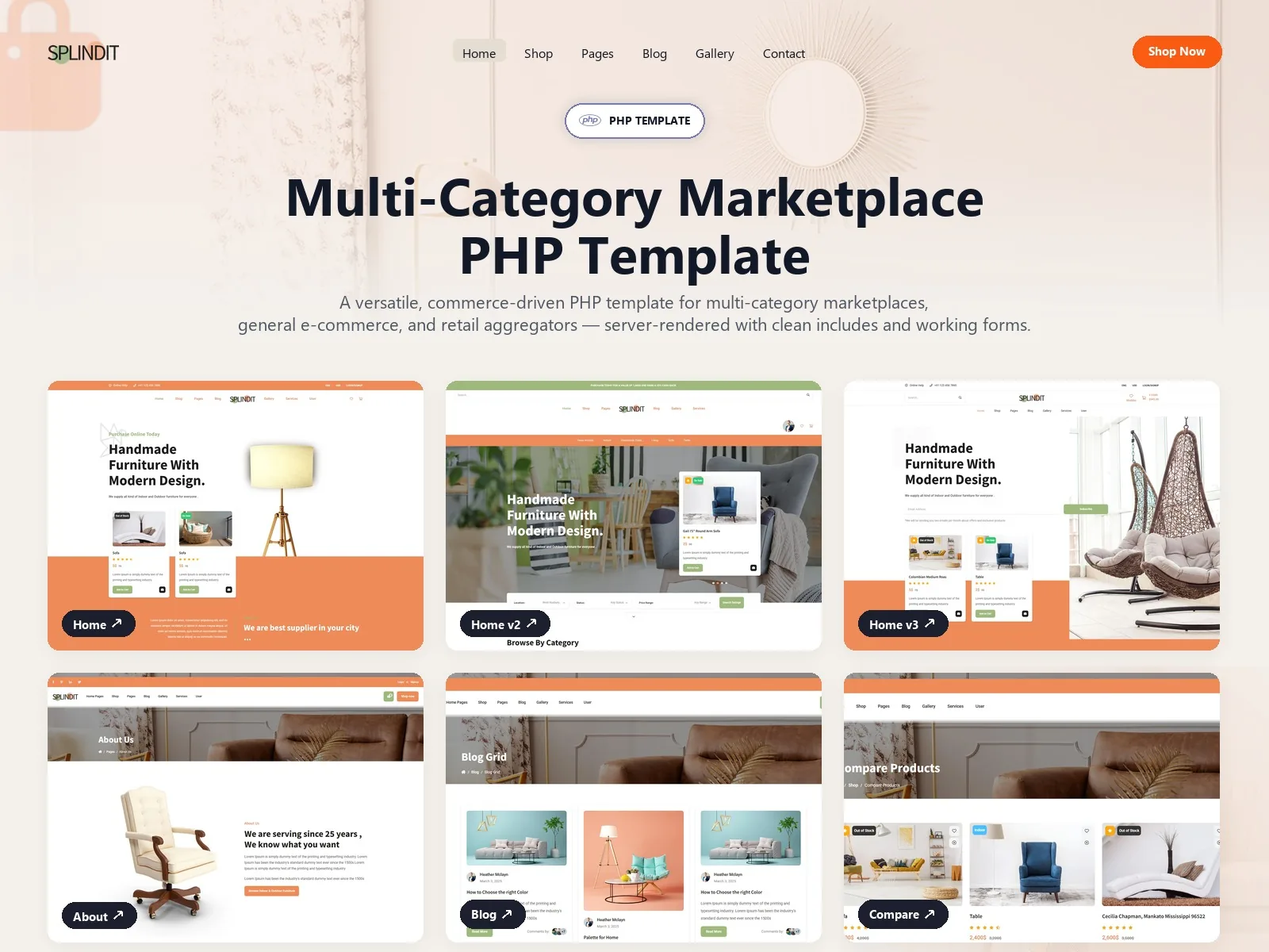 Splindit — Furniture PHP Website Template