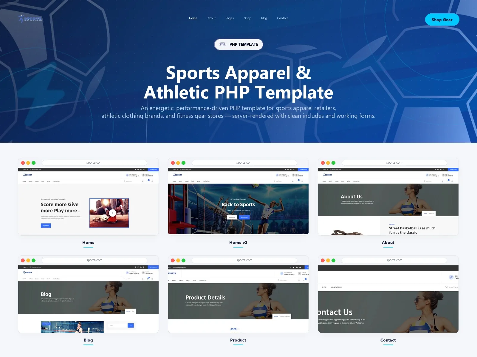Sporta — Sports PHP Website Template