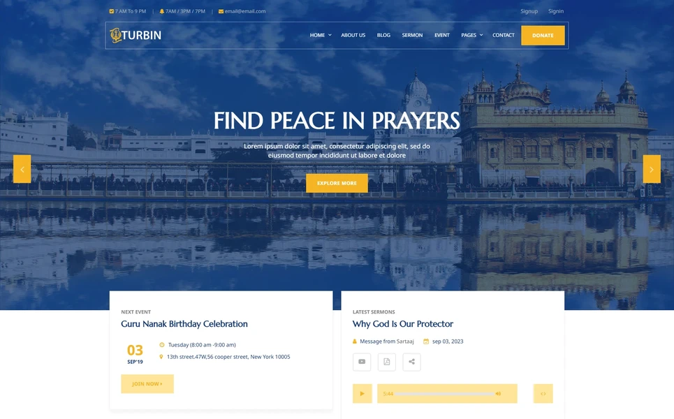 Turbin — Religious React JS Template