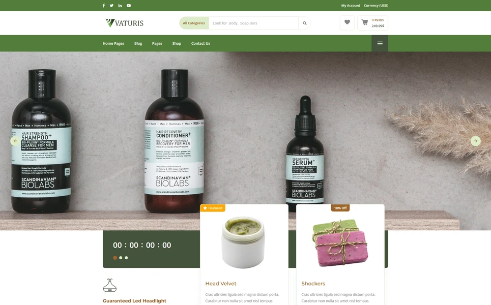 Vaturis — Skincare PHP Website Template