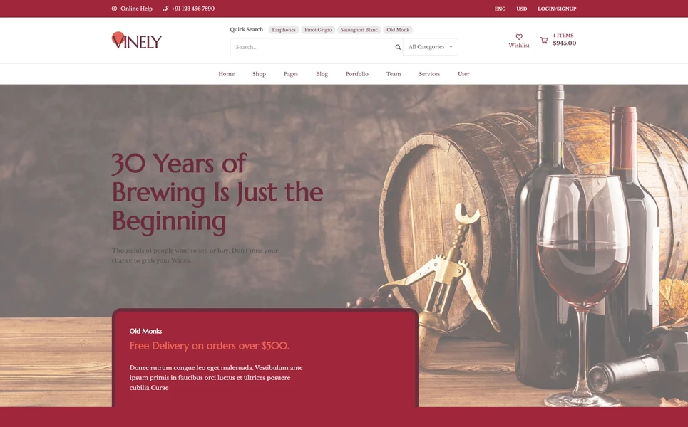 Vinely — Brewery HTML5 Template