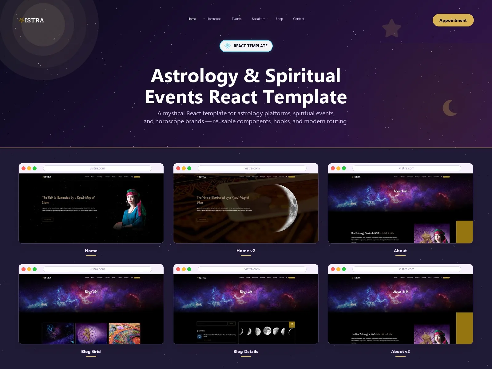 Vistra — Astrology React JS Template