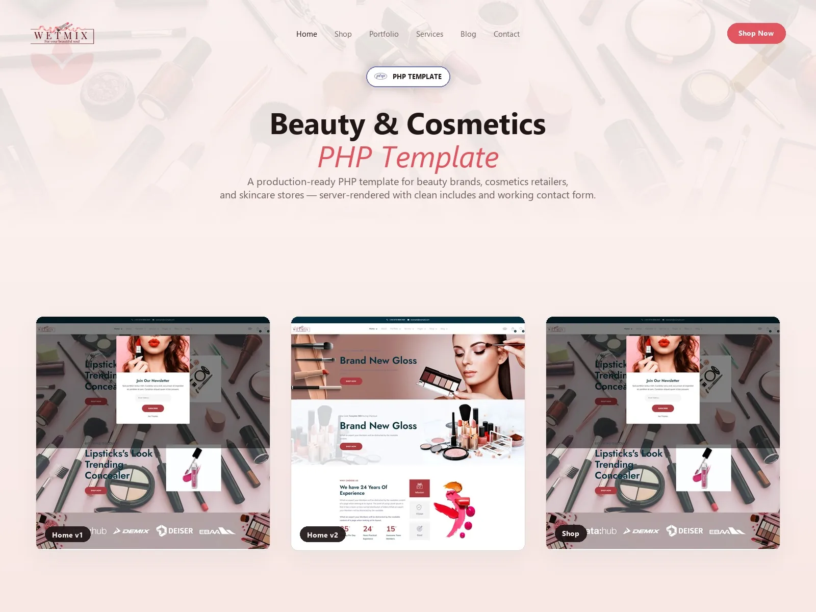 Wetmix — Cosmetics PHP Website Template