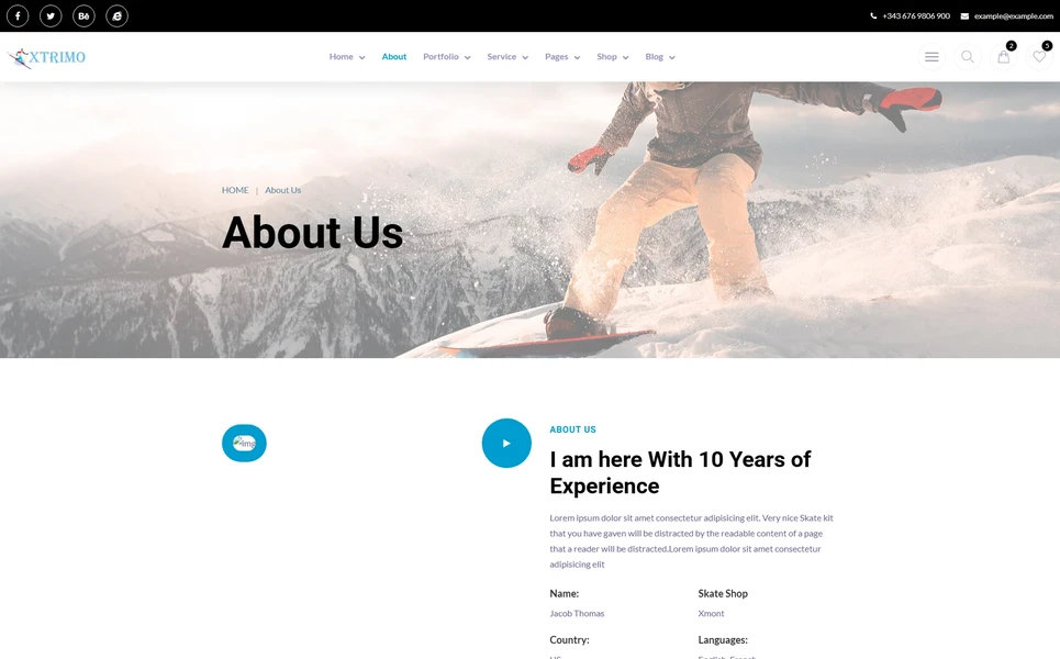 Xtrimo — Skateboarding HTML5 Template