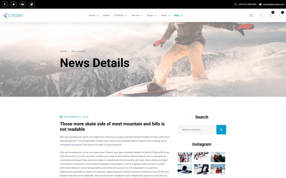 Xtrimo — Skateboarding React JS Template