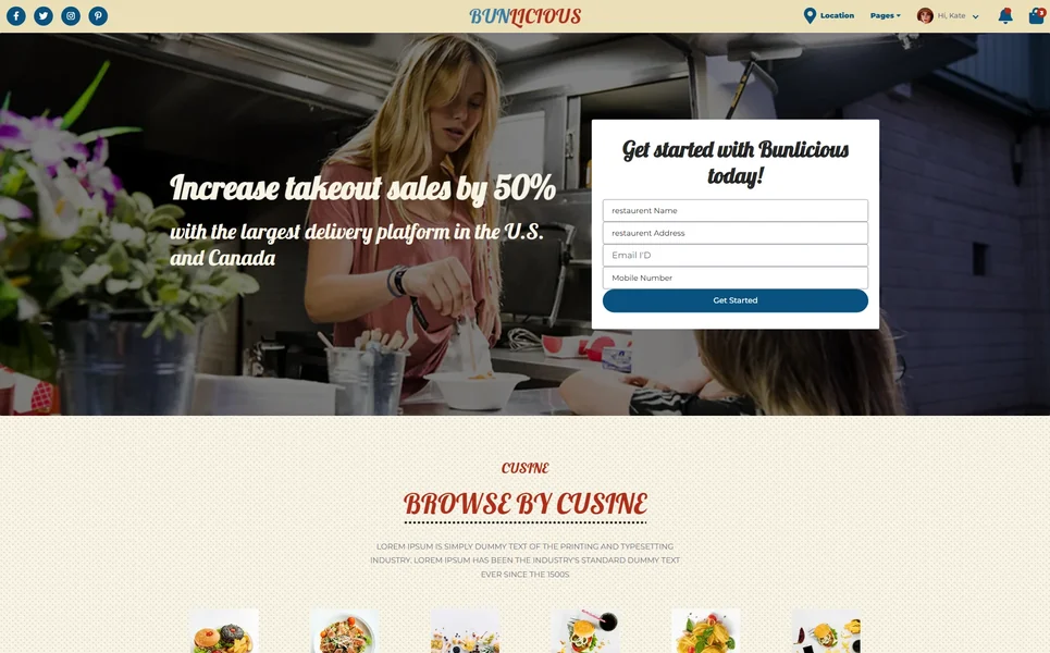 Bunlicious — Food Delivery Vue.js Template