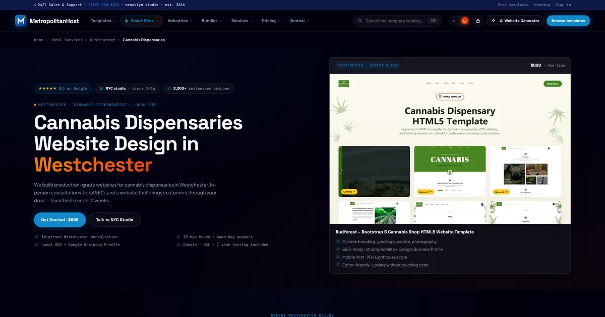 Cannabis Dispensary Website Design in Westchester