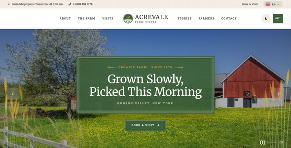 Acrevale – Organic Farm Landing Page HTML5 Template
