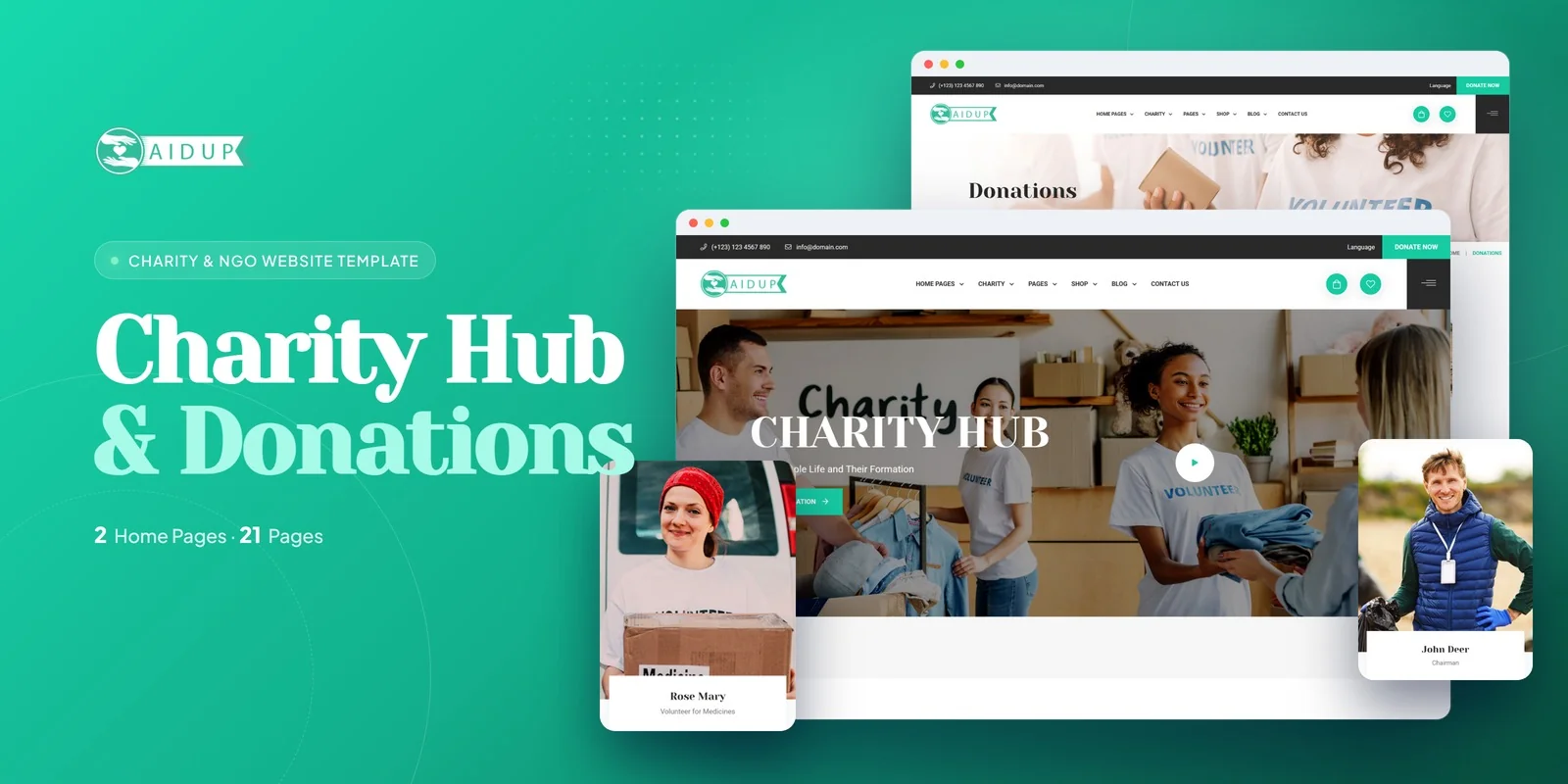 Aidup – Bootstrap 5 Charity Foundation HTML5 Website Template preview