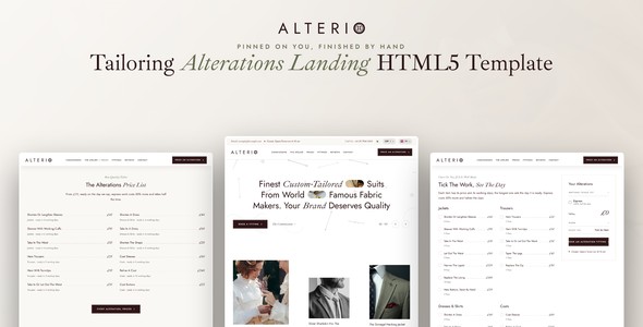 Alterio – Tailoring & Alterations Landing Page HTML5 Template
