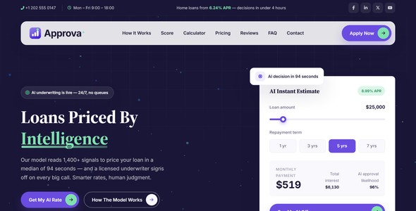 Approva – AI Lending Landing Page HTML5 Template