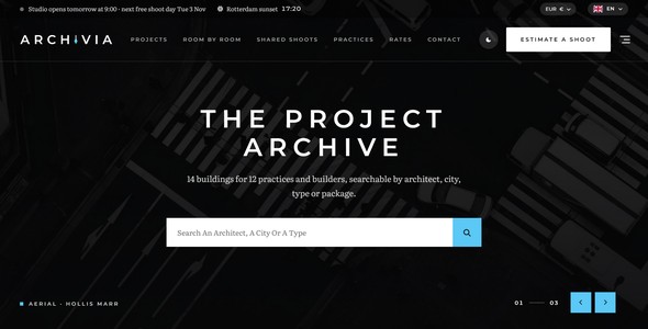 Archivia – Architecture Photography Landing Page HTML5 Template