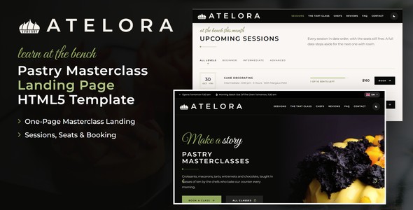 Atelora – Pastry Masterclass Booking Landing Page HTML5 Template