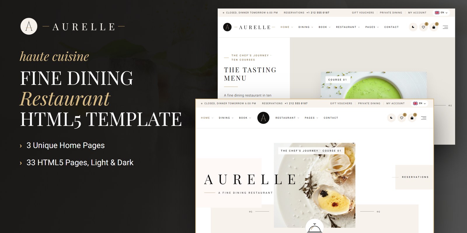 Aurelle — Luxury Restaurant React JS Website Template preview