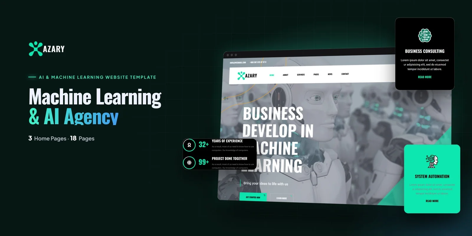 Azary — Machine Learning Vue.js Website Template preview