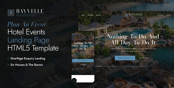 Bayvelle – Hotel Weddings & Events Landing Page HTML5 Template