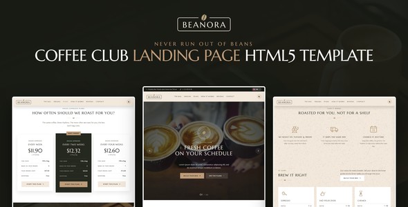Beanora – Coffee Club Landing Page HTML5 Template