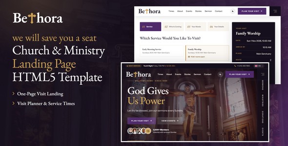 Bethora – Church Visit Landing Page HTML5 Template