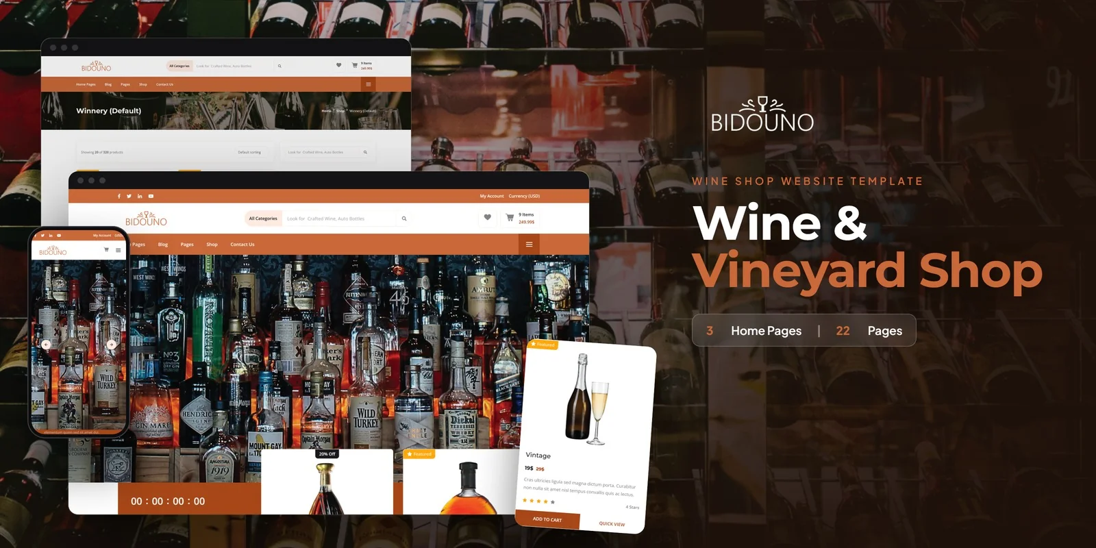 Bidouno — Wine Vineyard Developer Website Bundle preview