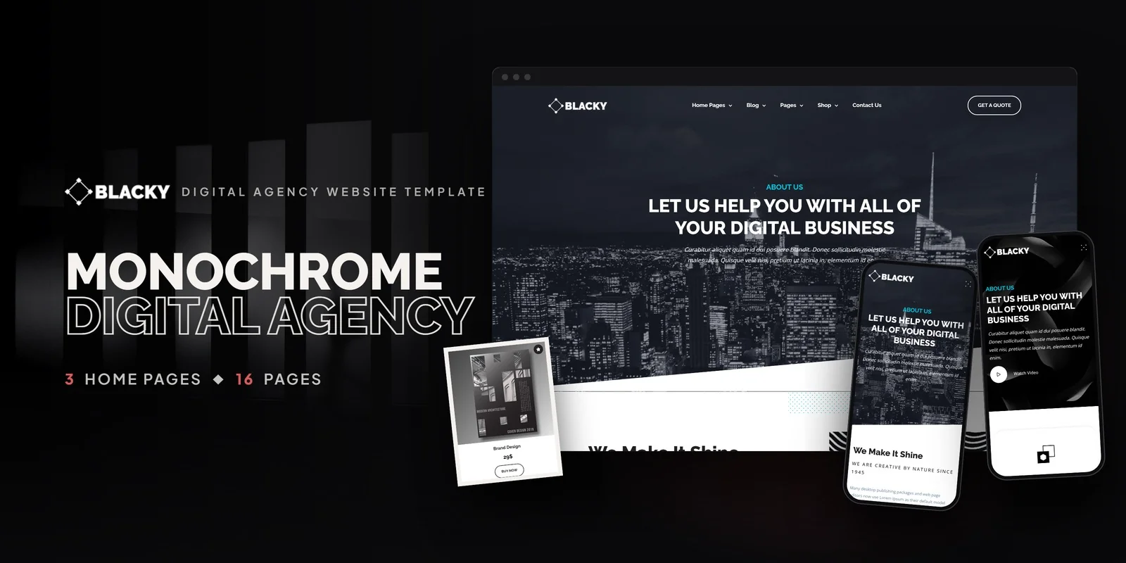 Blacky — Branding Agency WordPress Theme preview