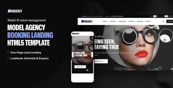 Bookerly – Model Agency Booking Landing Page HTML5 Template