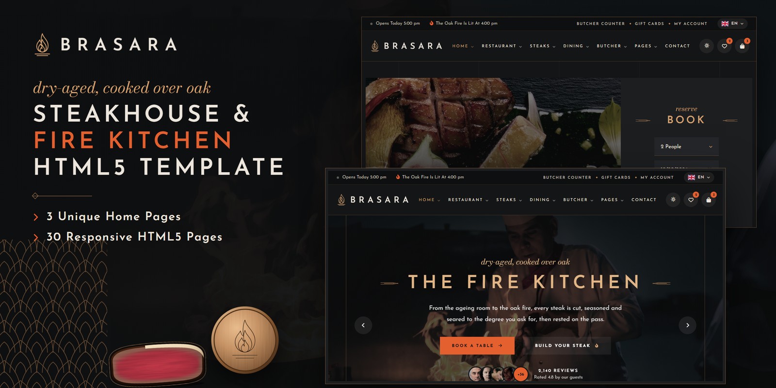 Steakhouse Website Template – Brasara HTML5 preview
