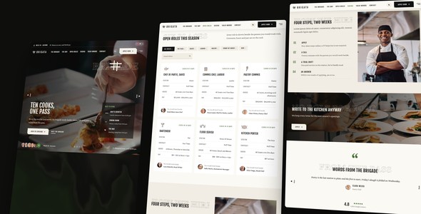 Brigata – Restaurant Careers Landing Page HTML5 Template
