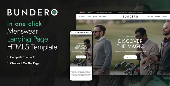 Bundero – Menswear Landing Page HTML5 Template