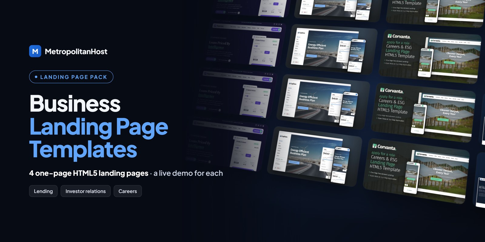 Business Landing Page Templates — Landing Page Pack (4 Landing Pages)