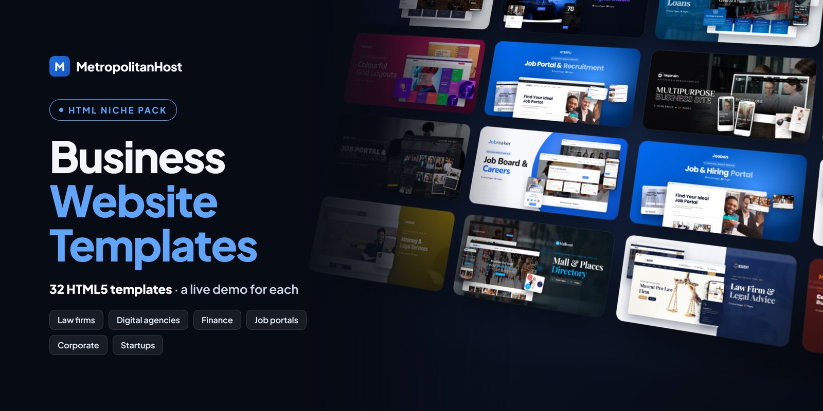 Business Website Templates — HTML Niche Pack (32 Templates)