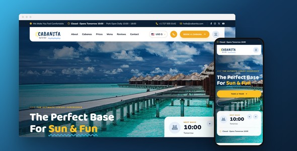 Cabanita – Beach Cabana Booking Landing Page HTML5 Template