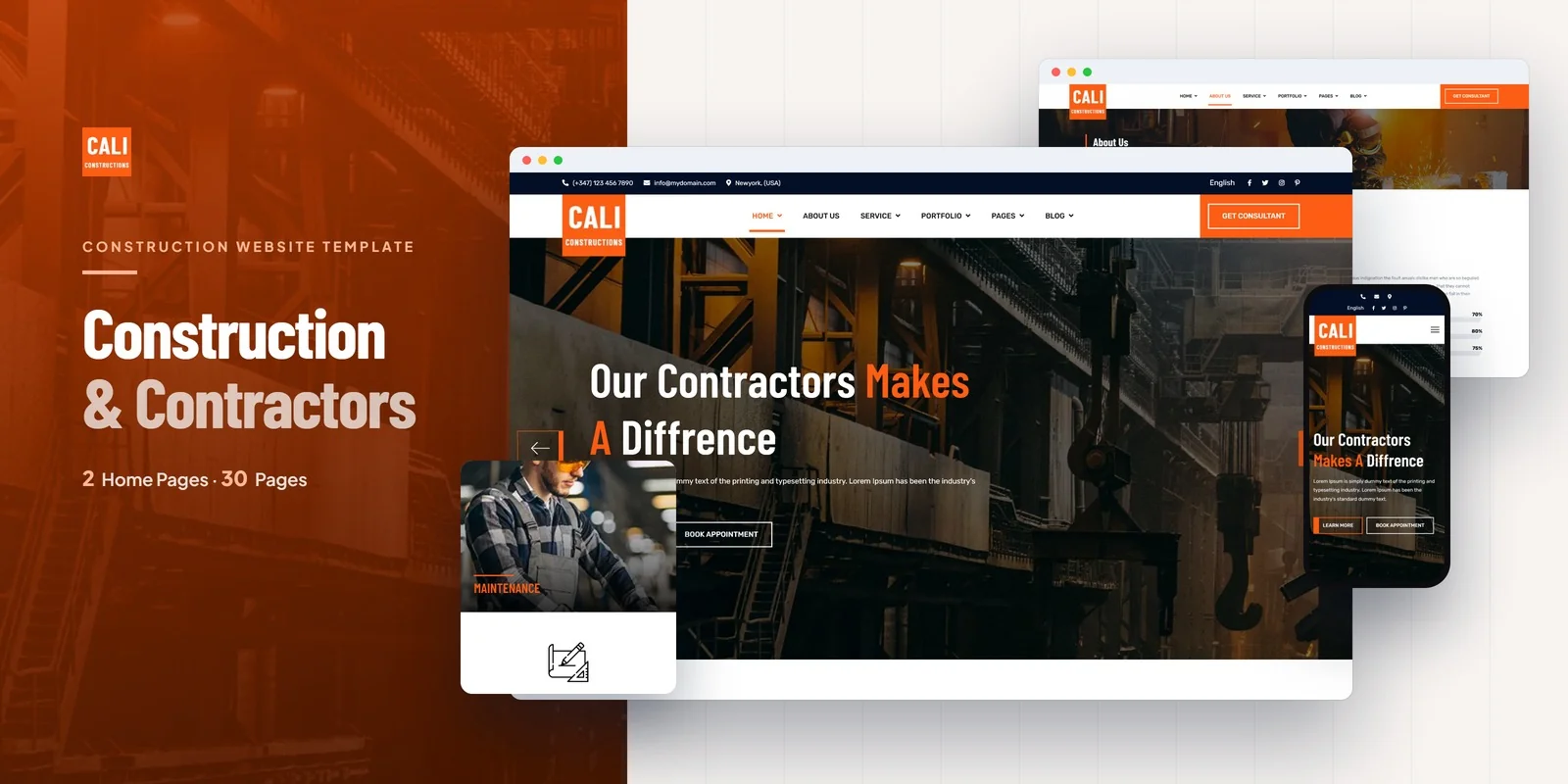 Cali Constructions website template preview