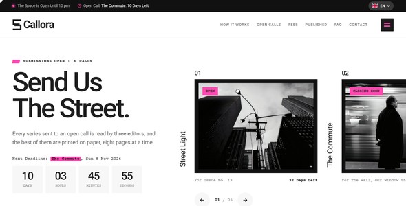 Callora – Open Call & Photo Submission Landing Page HTML5 Template