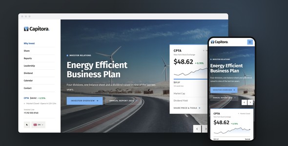 Capitora – Investor Relations Landing Page HTML5 Template