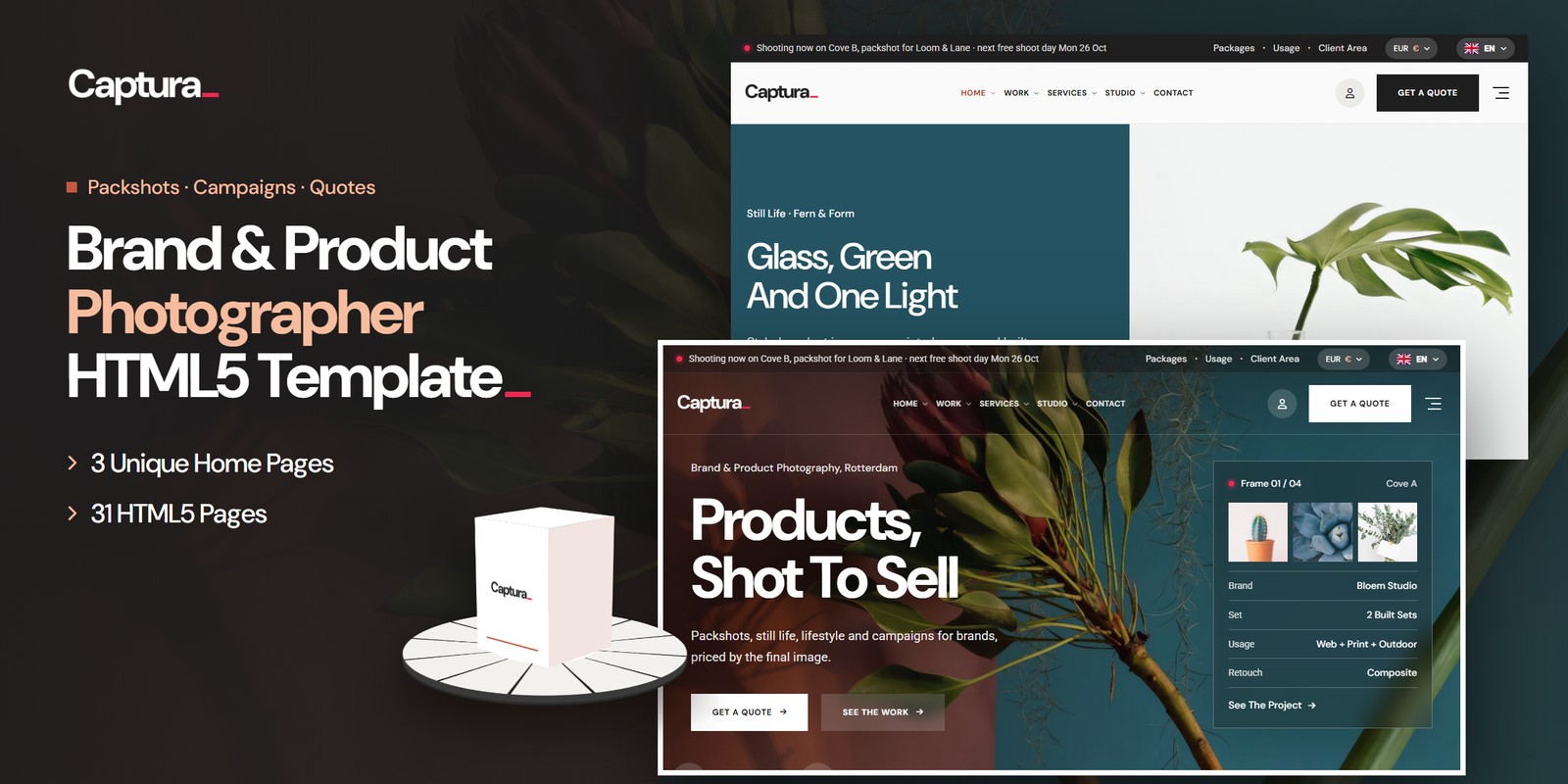 Product Photography React Template – Captura preview