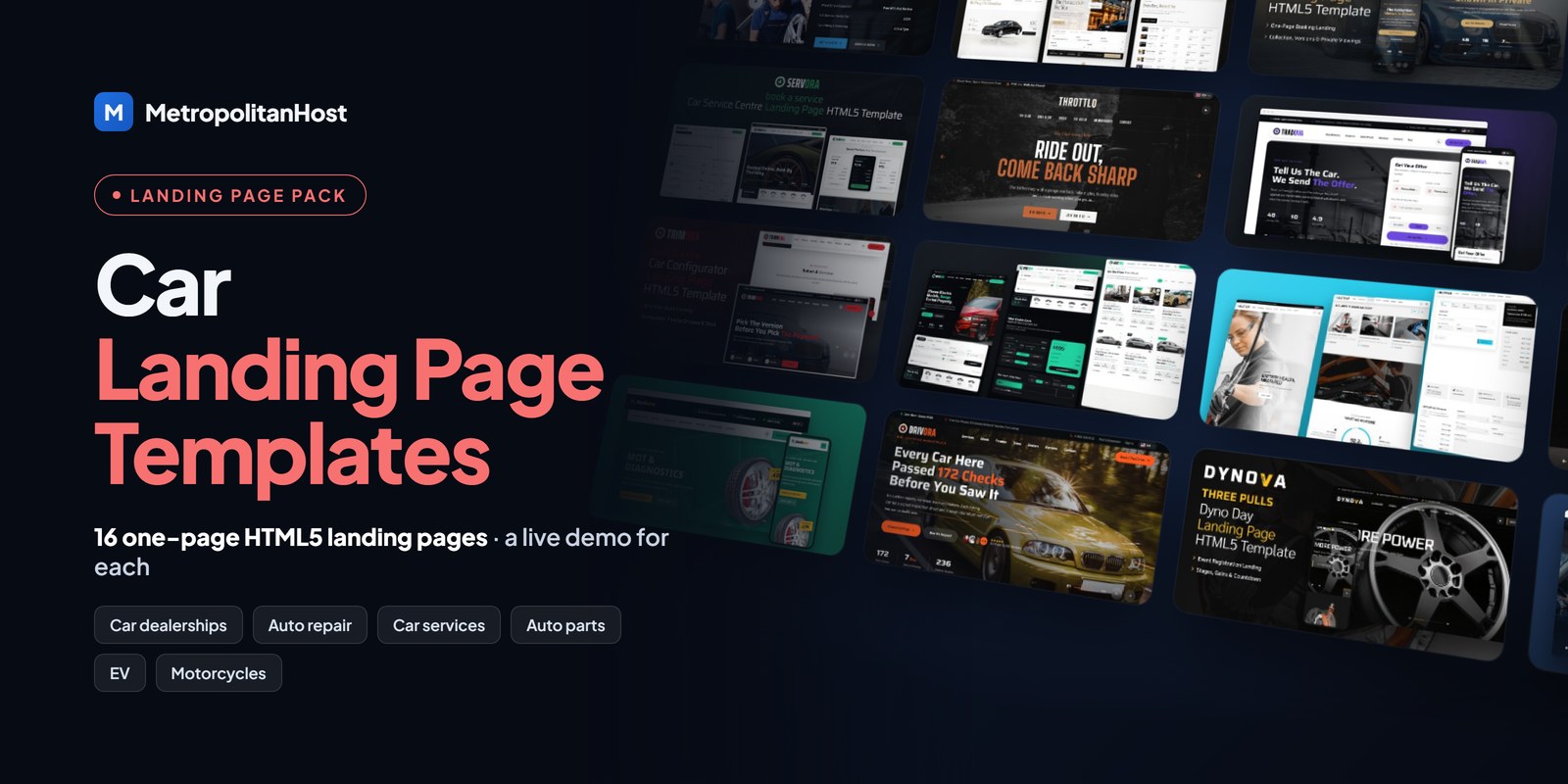Car Landing Page Templates — Landing Page Pack (16 Landing Pages)