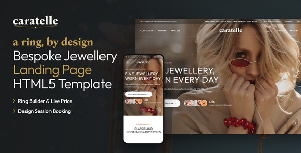 Caratelle – Bespoke Jewellery Landing Page HTML5 Template