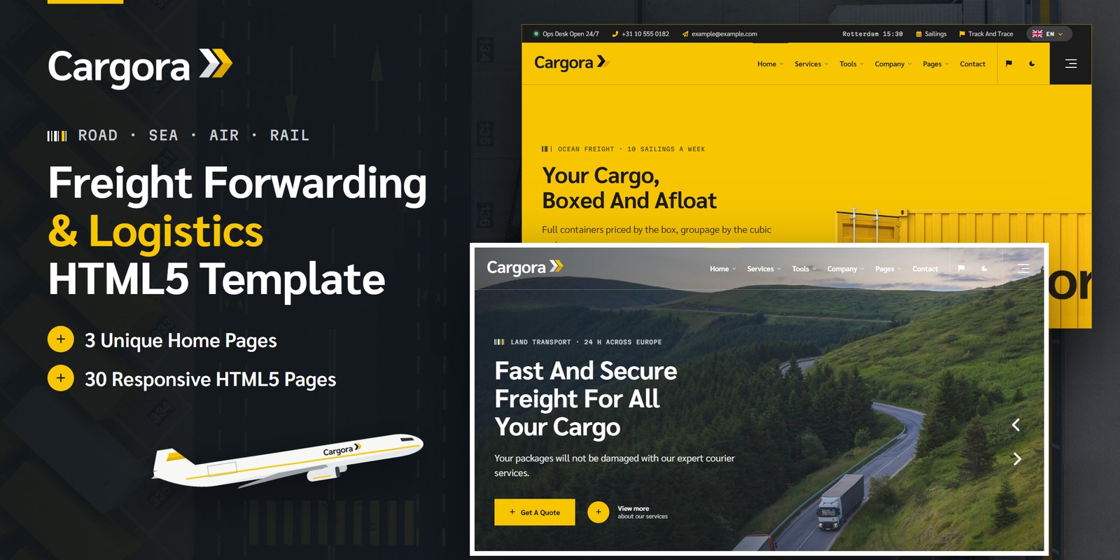 Freight Forwarder Angular Template – Cargora preview