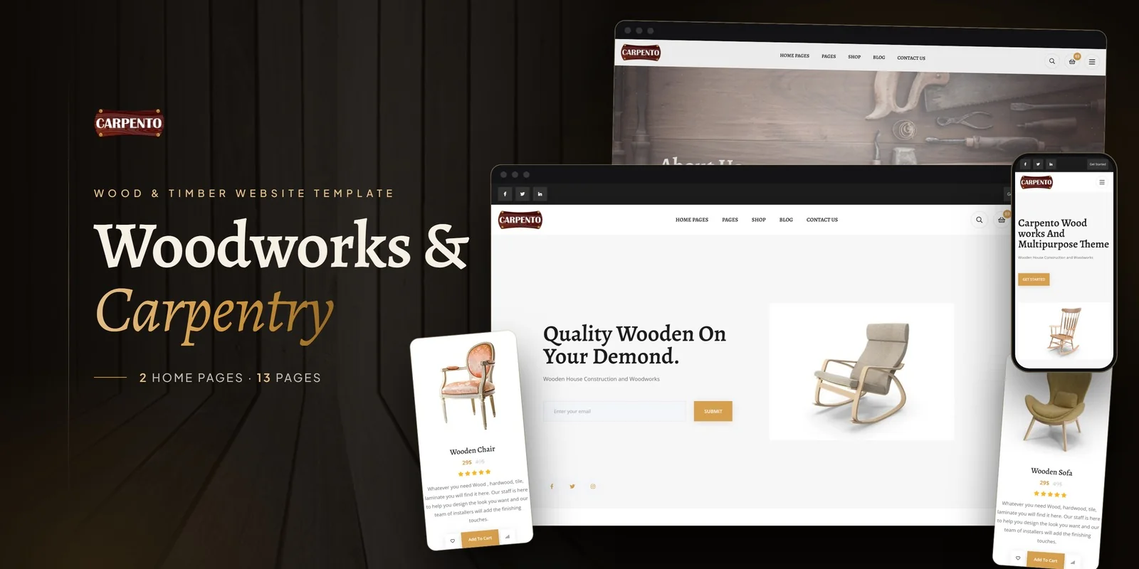 Carpento – Bootstrap 5 Wood Timber HTML5 Website Template preview