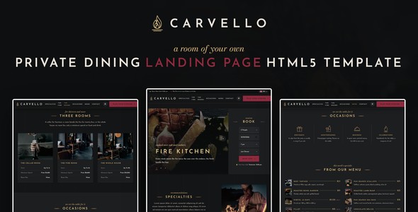 Carvello – Steakhouse Private Dining Landing Page HTML5 Template