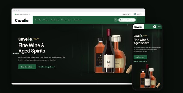 Cavelle – Fine Wine Cellar Storage Landing Page HTML5 Template