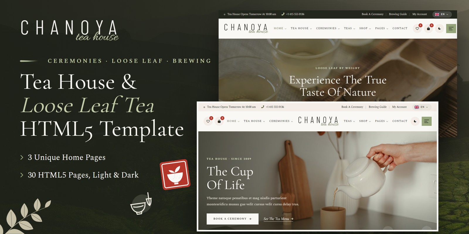 Chanoya — Tea Room Angular Website Template preview