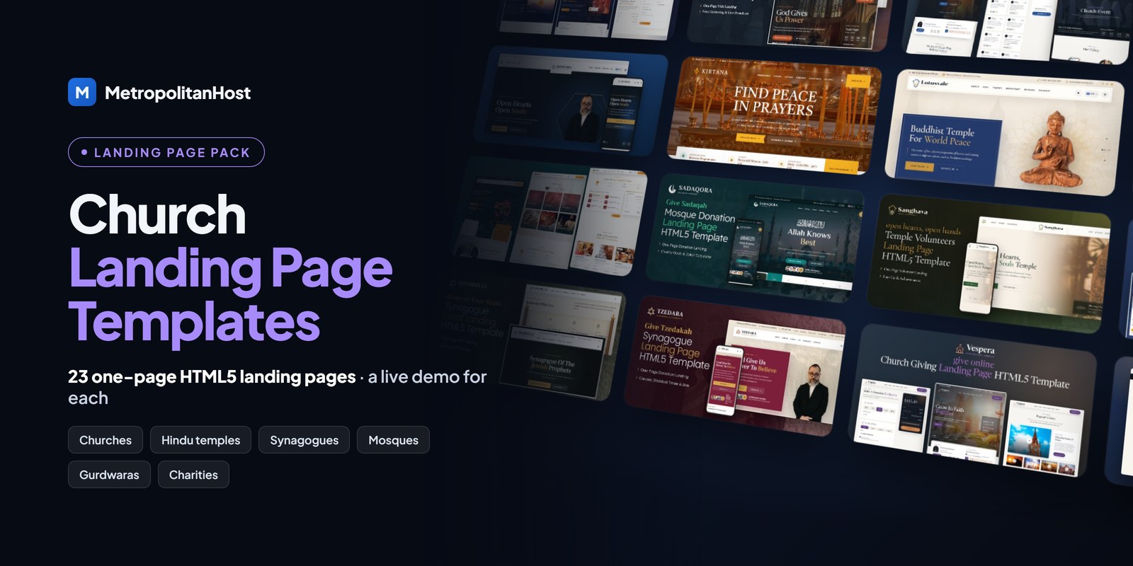 Church Landing Page Templates — Landing Page Pack (23 Landing Pages)