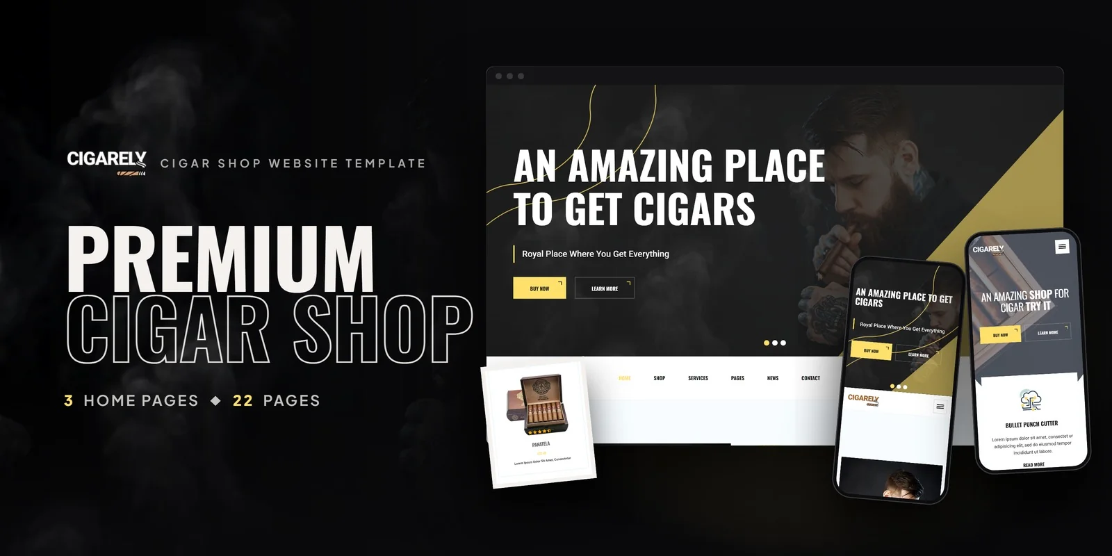 Cigarely – Bootstrap 5 Cigar Shop HTML5 Website Template preview